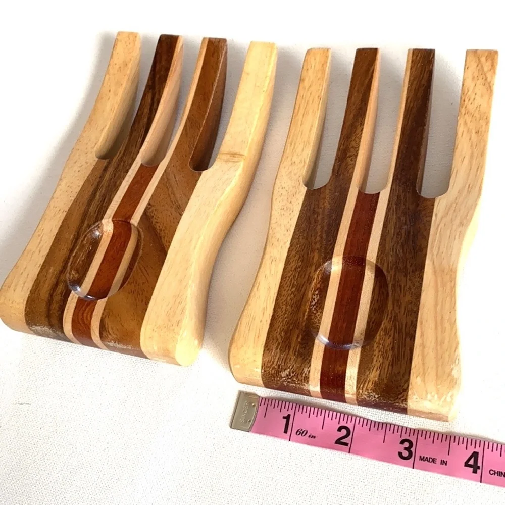 Wooden Salad Forks set, mid century dinner utensils